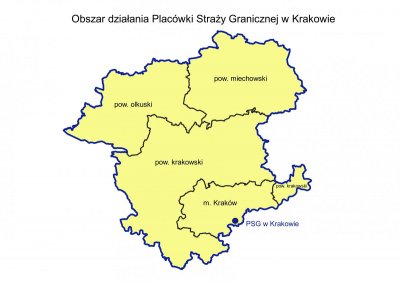 Obszar działania Placówki SG w Krakowie