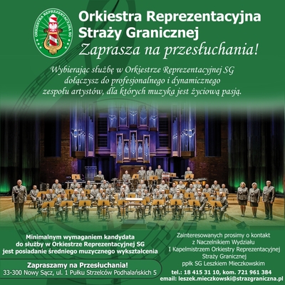 Orkiestra Reprezentacyjna Straży Granicznej zaprasza na przesłuchania